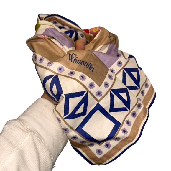 Wamsutta Vintage cotton Designer signed Floral print handkerchief scarf … - Picture 6 of 10